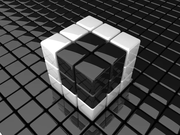 Black_cube_in_white — Stock Photo, Image