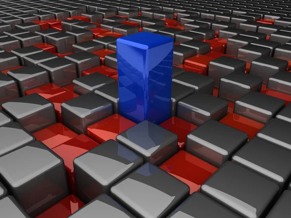 Alone high blue box and many red pits(gr — Stock Photo, Image