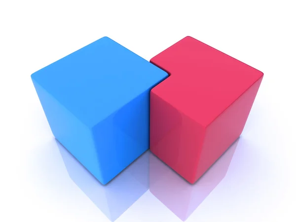 Союз синего и красного кубов — стоковое фото