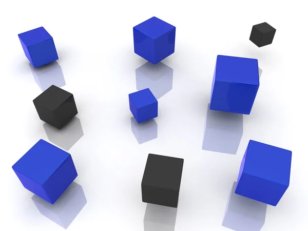 Muitos cubos azuis abstratos e pretos — Fotografia de Stock