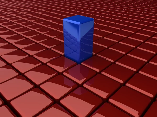 Sozinho alta caixa azul e muitos roxo — Fotografia de Stock