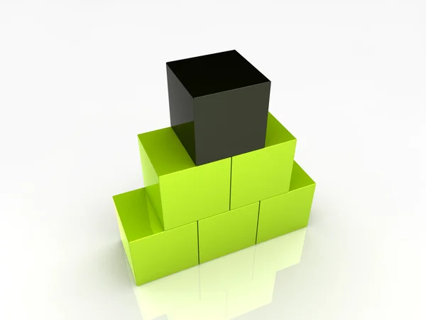 Cubes green pyramid — Stock Photo, Image