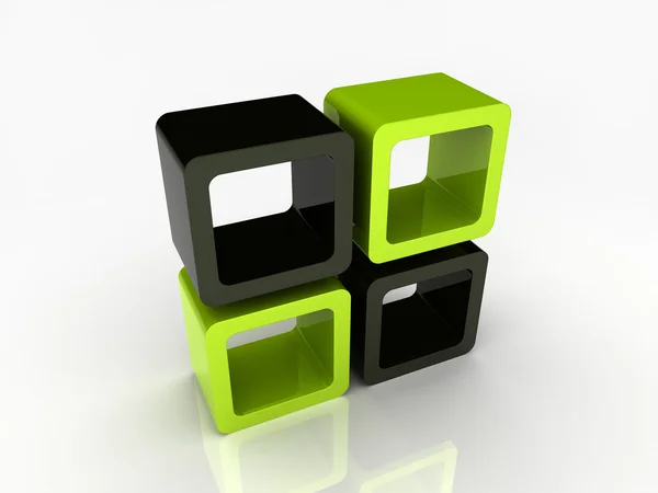Caixas pretas e verdes — Fotografia de Stock