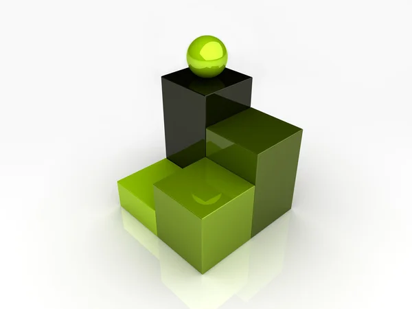 緑色のバーと大規模な緑色の球体 — ストック写真