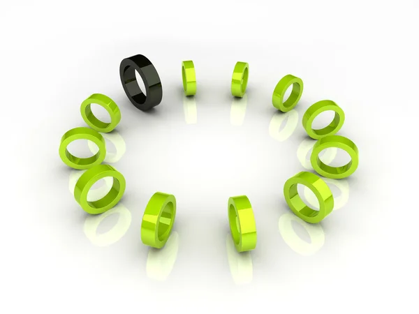 Green circle and black element — Stock Photo, Image