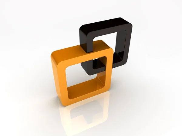 Orange and black square union — Stock Photo, Image