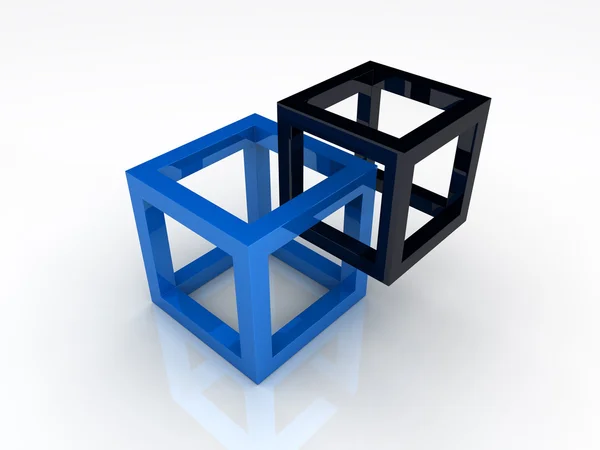 União de dois cubos de moldura — Fotografia de Stock