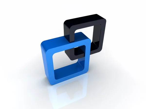 Blue and black square union — Stock Photo, Image