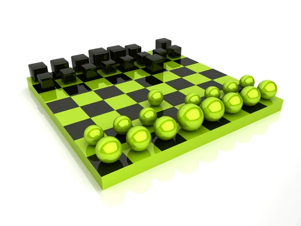 Xadrez com esferas e cubos — Fotografia de Stock