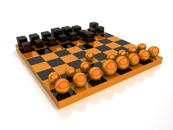 Chess with spheres and cubes 2 — Stock Photo, Image