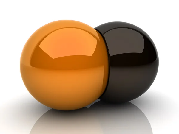 stock image Union of two orange spheres