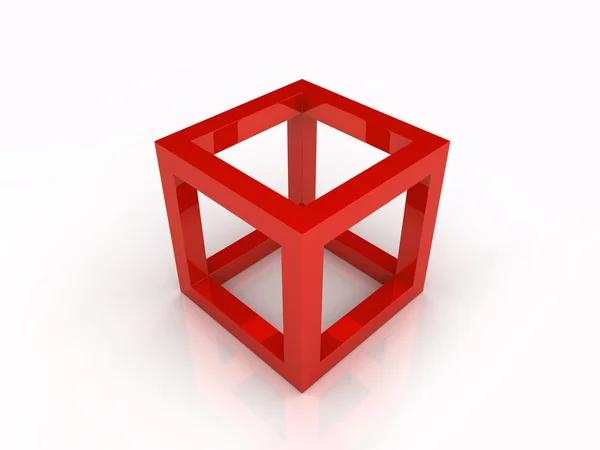 Röd ram kub — Stockfoto
