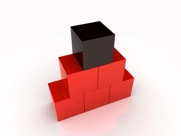 Piros kocka piramis — Stock Fotó