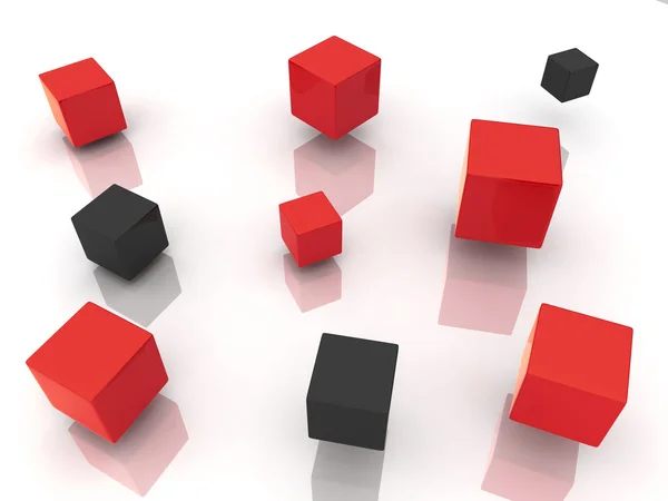 Abstracte zwarte en rode kubussen — Stockfoto