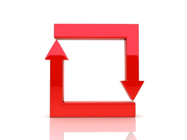 サイクルで赤い隅の矢印 — ストック写真