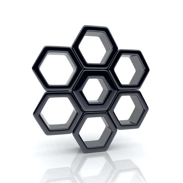 Black hexagons — Stock Photo, Image