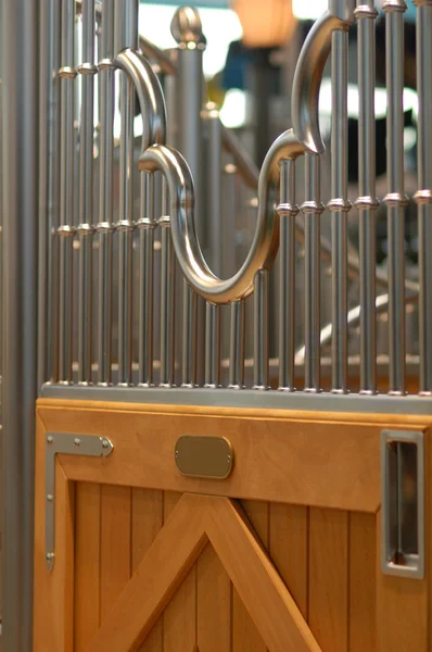 stock image Horse house with iron door indoor