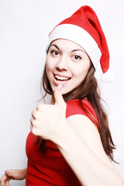 Portrait of the girl in a christmas cap — Stock Photo, Image
