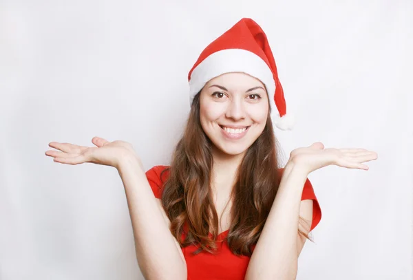 Chica en la gorra de Navidad —  Fotos de Stock