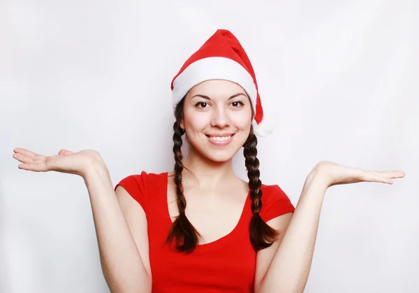 クリスマス帽子の少女 — ストック写真