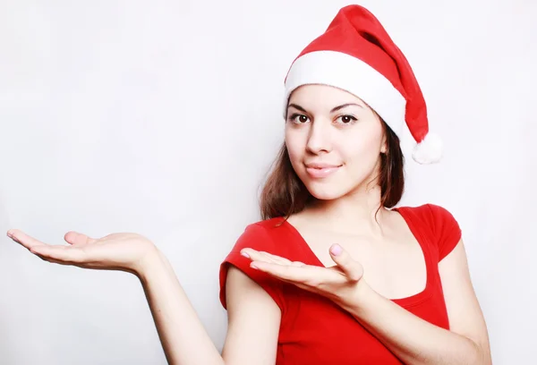 Chica en la gorra de Navidad —  Fotos de Stock