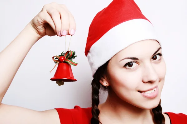Girl in a christmas cap — Stock Photo, Image