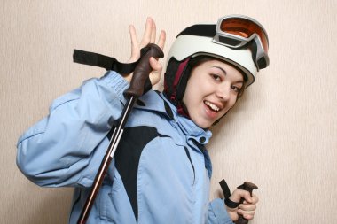 The cheerful mountain skier. clipart