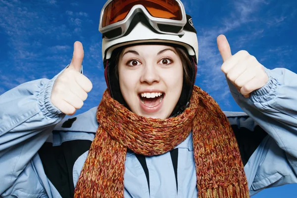 Der fröhliche Skifahrer. — Stockfoto