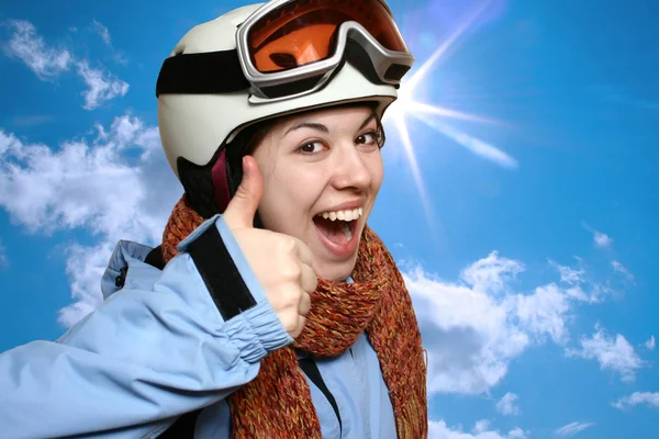 The cheerful mountain skier. — Stock Photo, Image