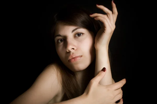 Portrait of the young brunette — Stock Photo, Image