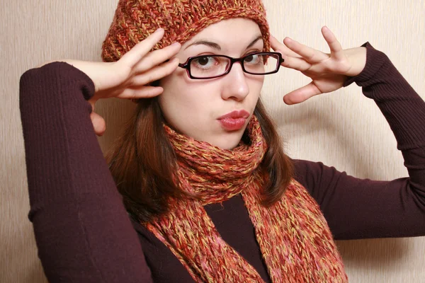 Mütze, Schal und Brille. — Stockfoto