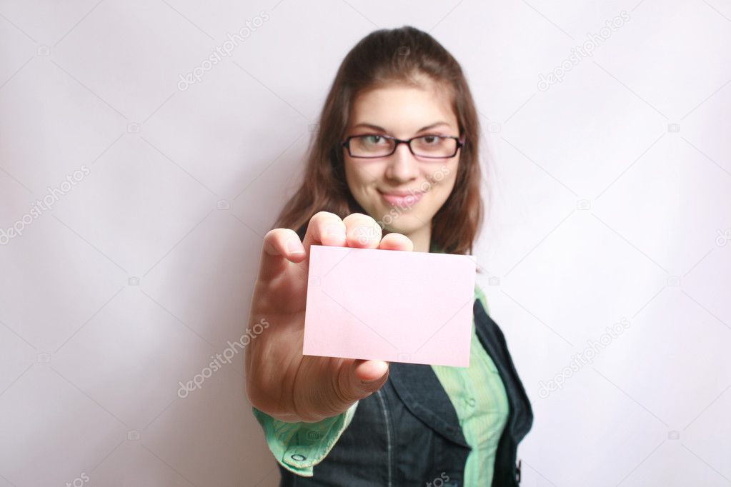 Card in a hand.