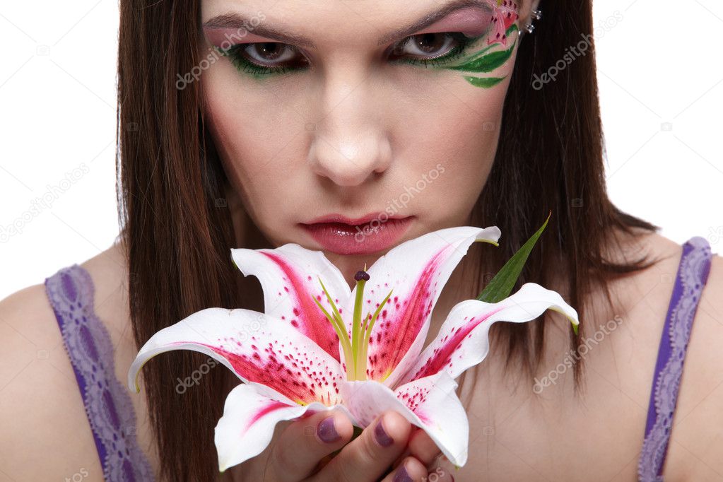 Girl with tiger lily.