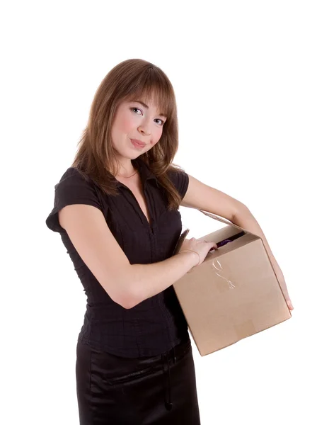 stock image Girl with box