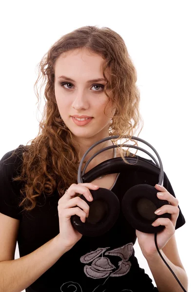 Girl with headphone — Stock Photo, Image