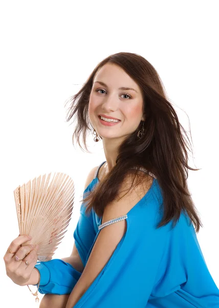 Girl with fan — Stock Photo, Image