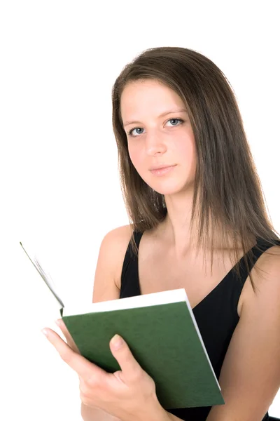 Porträt eines Mädchens, das Buch liest — Stockfoto