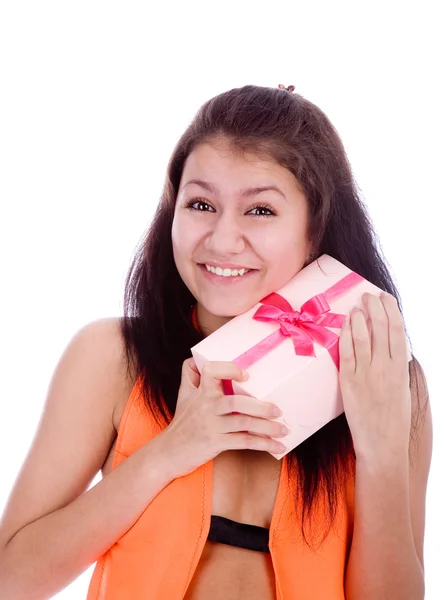 Chica con regalo — Foto de Stock