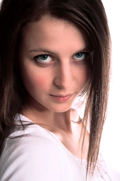 Young girl look serious — Stock Photo, Image