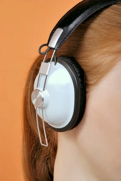 stock image Woman in headphones close-up