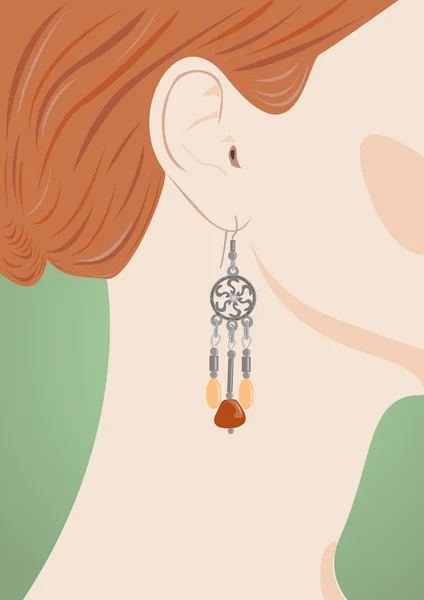 女性耳朵与珠宝商 — 图库矢量图片