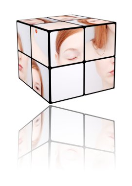 Young woman in a Rubic's cube clipart