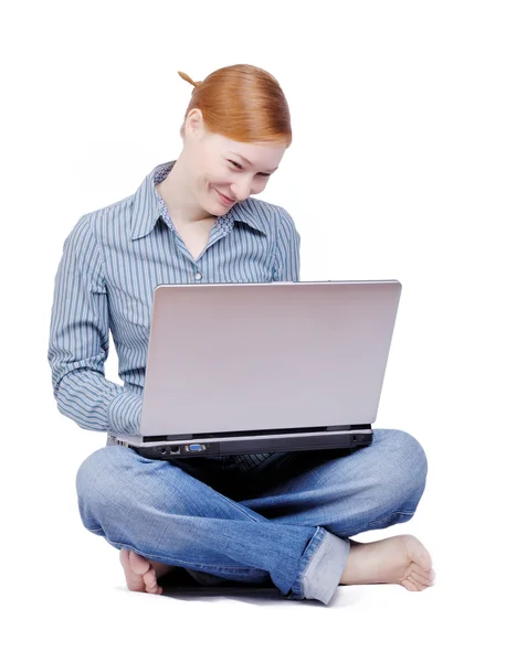 stock image Business woman with the laptop