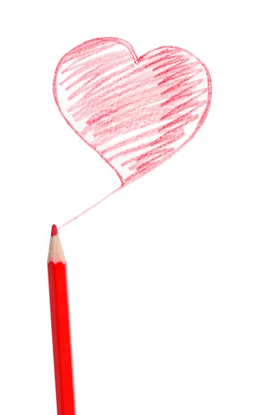 Κόκκινο μολύβι, καρδιά — Φωτογραφία Αρχείου