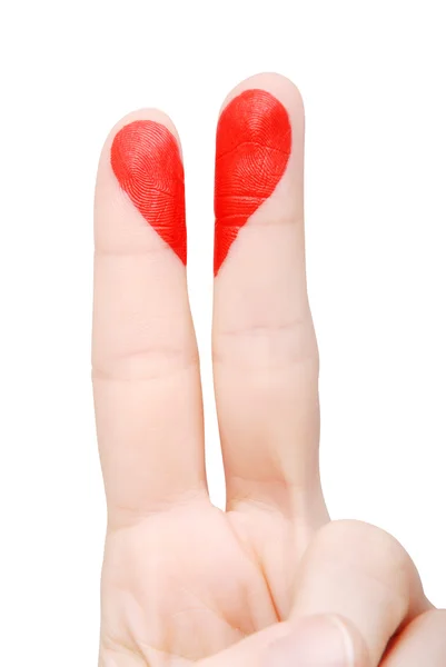 Corazón dibujado en los dedos — Foto de Stock