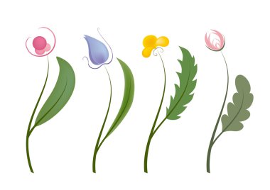 Four flowers clipart