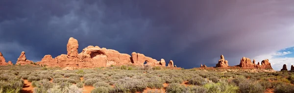 Пустыня после штормовой панорамы — стоковое фото