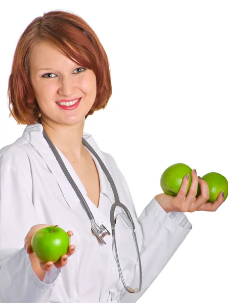 Doctor with apples — Stock Photo, Image