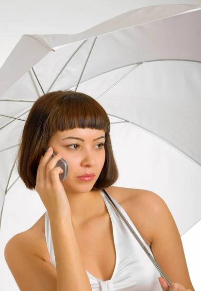 Konverzace pod deštník — Stock fotografie