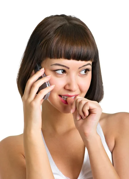 Красива дівчина розмовляє по телефону — стокове фото